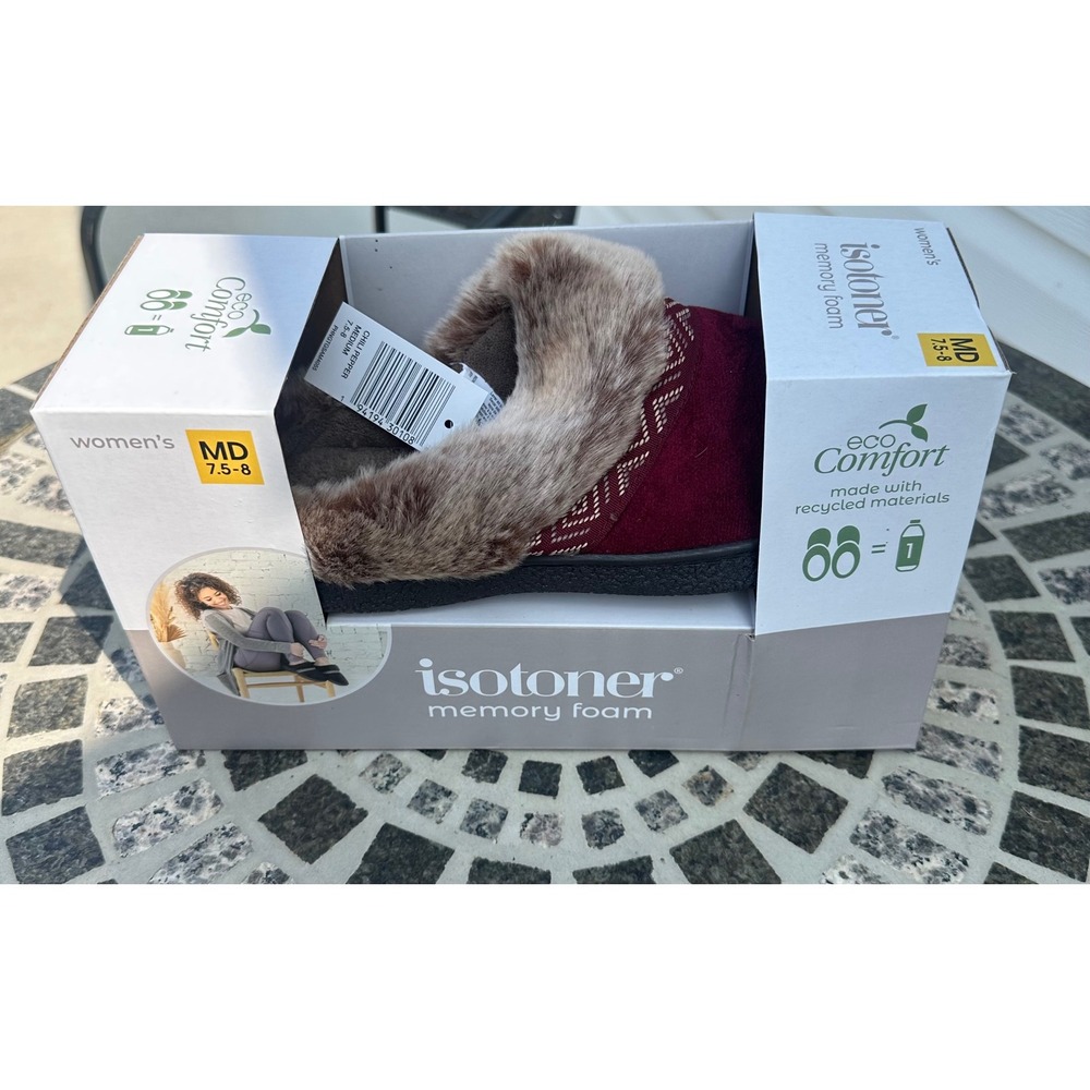Isotoner Women ecoComfort Memory Foam Clog Slippers Chili Pepper Red‎ Med. 7.5-8